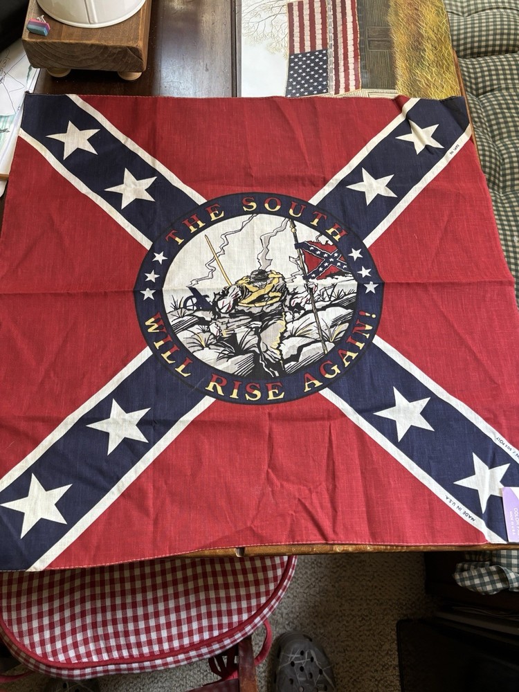 Huge 22”x22” “The South Will Rise Again” Bandana New Made In USA