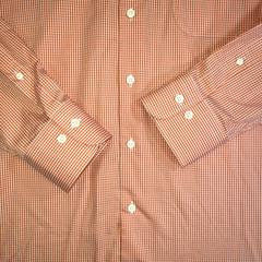 Peter Millar Crown Finish Button Down Shirt Mens Orange White Micro Check Size L