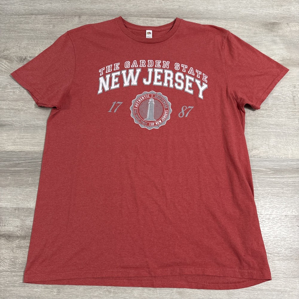 New Jersey Shirt Garden State Lighthouse Graphic Men’s Red XL Cotton Blend Tee