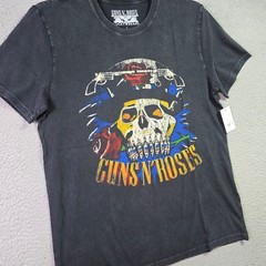 LUCKY BRAND Guns n Roses Mens Large Black Skull Casual Music Rock 80s Metal NWT