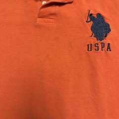 US Polo Assn Collared Short Mens M 21.5×25 Orange Big Horse USPA
