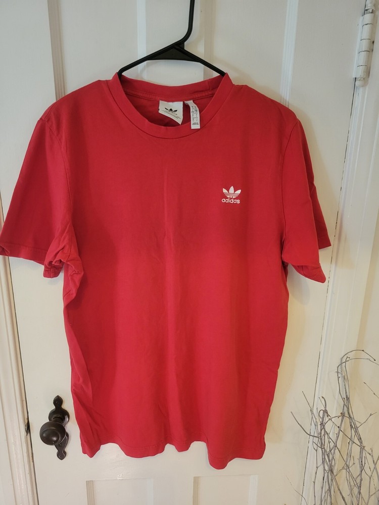 Adidas T Shirt Red Cotton Solid With Logo Mens Size Large
