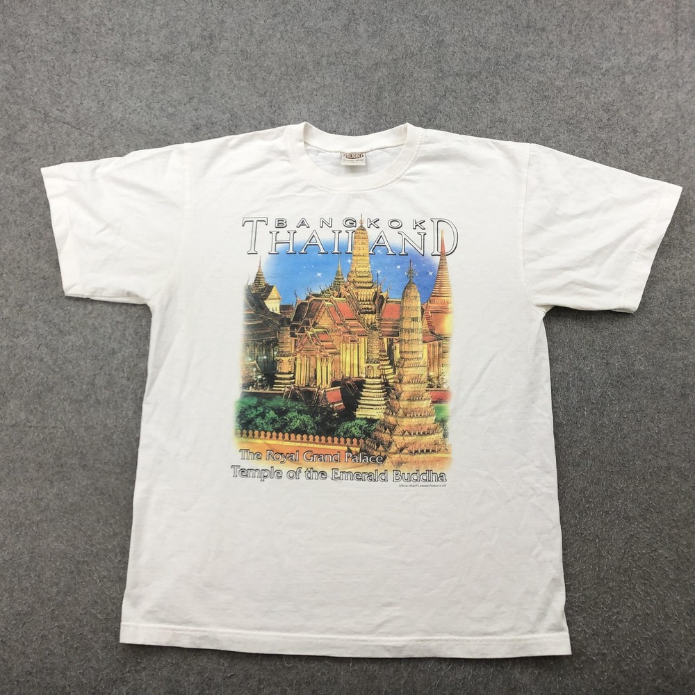 Bangkok Thailand Shirt Mens Large White Royal Grand Palace Temple Graphic Tee