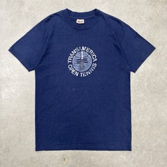 True Vintage 80s Transamerica Open Tennis Tournament Shirt Large Faded Navy