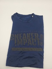 Adidas creator tee XL Women Spell Out Blue sneaker impact logo T-shirt..#16070