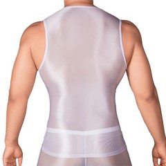 Men Oil Glossy See Through Tank Tops Stretch Breathable Undershirts T-Shirt Vest