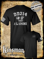 DD214 Alumni Flag US Military 2-Sided T-Shirt Army Marines Navy Veteran USA