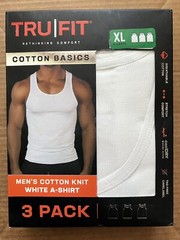 TRUFIT 3 PACK MEN’S XL COTTON KNIT WHITE A-SHIRT COOL DRY STRETCH COMFORT TAGFRE