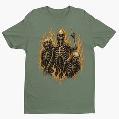 Retro Skeletons On Fire Unisex T-shirt | Gothic Skull Lover Gifts for Men