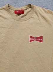 Budweiser Shirt Adult S Brown Beer Brewing Company Tee Alcohol Bartender Party