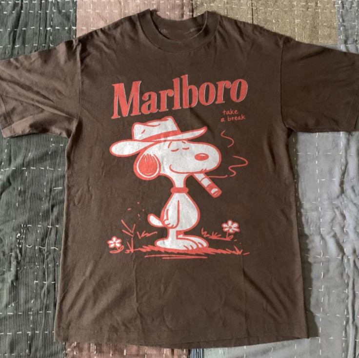 Snoopy Marlboro Take a Break T-Shirt Dark Chocolate Graphic Tee S-5XL