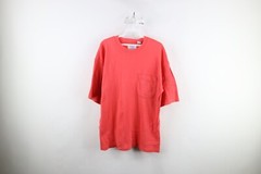 Vintage 90s IOU Mens Medium Blank Baggy Fit Short Sleeve Pocket T-Shirt Salmon