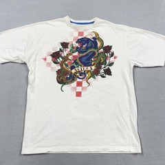 Avirex Shirt Mens XL White Snake Panther Rose Graphic T-Shirt Tee Tattoo
