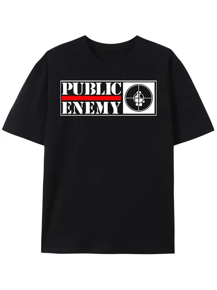 Men’s Public Enemy Graphic T-Shirt – Bold Lettering & Target Design, Chuck D Fla