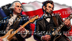 Abraham Lincoln and George Washington Playing Guitar America’s 4th 250th T-Shirt