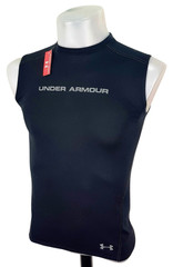 UNDER ARMOUR HEATGEAR Mens Black SLEEVELESS SPORTS TOP VEST Stretch – S -RRP £35