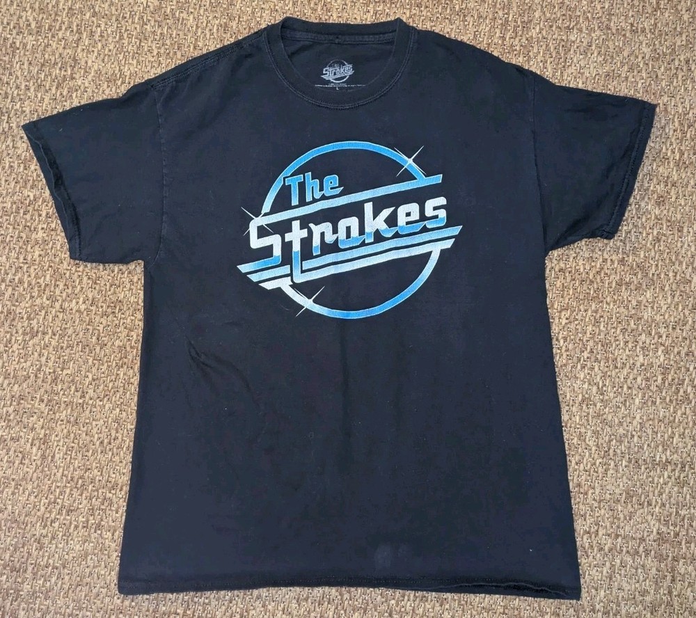 Vintage The Strokes Logo T Shirt Men’s Large Black Garage Rock Band Tee Worn 21