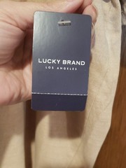 NWT Lucky Brand Beige Tee with Red & Blue Graphic