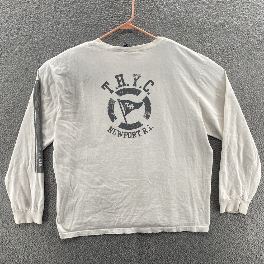 VINTAGE Tommy Hilfiger T Shirt Men XXL 2XL White Spellout Logo Street Wear 00s