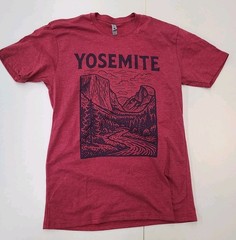 Yosemite Heather Maroon Soft Feel |Size Medium | Climbing Hiking Outdoors Tee