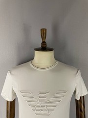 Emporio Armani Mens T-Shirt Size L White Polyamide Short Sleeve Crew Neck