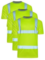 Mens Hi Vis Workwear T-Shirt High Visibility Tee Reflective Safety Security Top