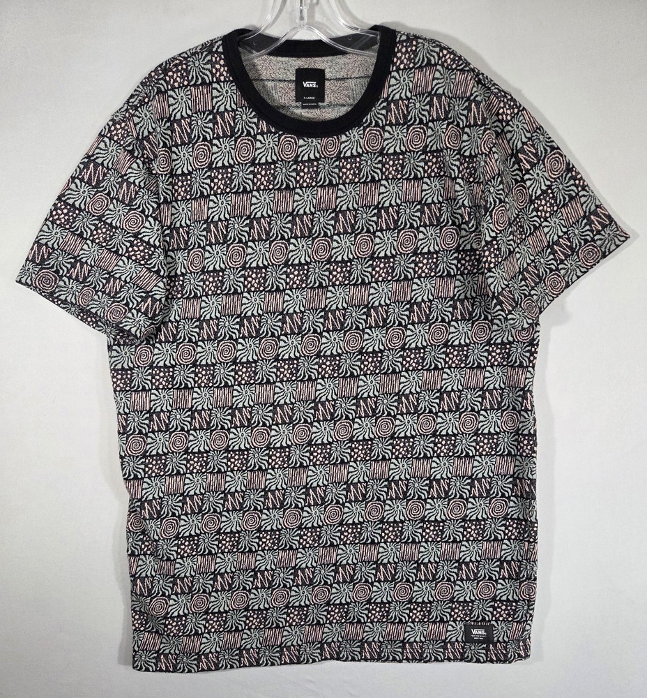 Vans Shirt Mens XL Multicolor Allover Geometric Pattern Knit Tee Skate