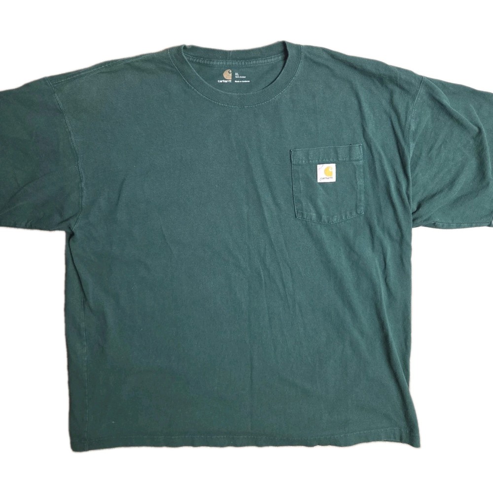 Carhartt logo K87 Pocket T Shirt Mens XL Hunter Green Short Sleeve Original Fit