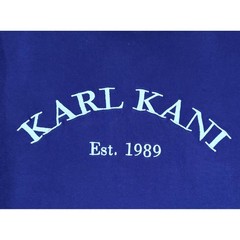 VTG Karl Kani Est. 1989 Mens T-Shirt Small Blue White Striped Trim Short Sleeve