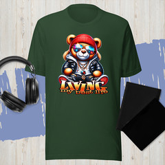 Living My Best Life Bear Tee Shirt Street Wear Hip Hop Big Tall Shaka Pro Club T