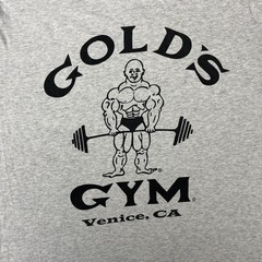 Gold’s Gym Shirt Mens XL Gray Venice CA Bodybuilder Logo Graphic Tee Workout