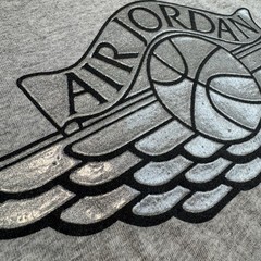 Vintage 2001 NIKE AIR JORDAN 1 WINGS CO.JP JAPAN METALLIC SILVER GRAY T SHIRT L