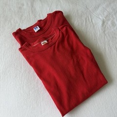 Vintage Russell 60’s 70’s T-shirts M/L Red Blank Single Stitch Bundle Lot 2 Tees