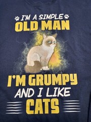 Grumpy Cat T Shirt 2XL Im A Simple Old Man Long Sleeve Grandpacore Cotton