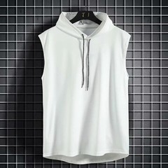 Solid Color Men’s Tank Tops Vest Sleeveless Tees For Male Hooded