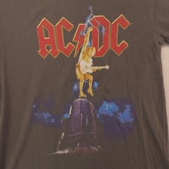 ACDC Band Crew Neck Short Sleeve Graphic T Shirt Mens Size Small S Gray