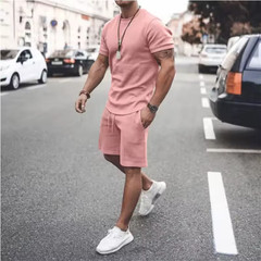 Men’s Casual Short Sleeve T-Shirt Set Lightweight Breathable Summer Outfit