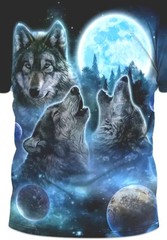 WOLVES WOLF TSHIRT HOWLING MOON MOUNTAIN OUTDOOR ANIMAL 2XL