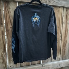 Vintage Y2K JNCO Tiger Tribal Flames Longsleeve Shirt Dark Blue Fits M/L 21×26