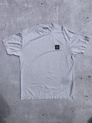 Stone Island Mens Medium M Off White Chalk T-Shirt Left Chest Badge Logo Top