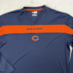 CHICAGO BEARS Long Sleeve Shirt Mens XL NFL Team Performance Navy V-Neck Logo