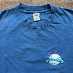 Vintage 1992 Mens L/XL Blue Levis 501 Denim Baseball League Rare Sportswear Tee