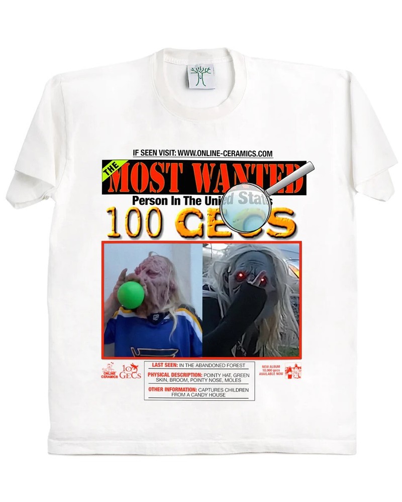 Online Ceramics x 100 Gecs “Most Wanted” Band Tee T-Shirt Medium NEW Sealed