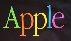 Apple Employee Store T-Shirt Black Multicolor Wordmark Logo Size Large NWT