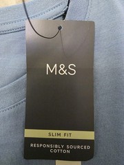 M&S Slim Fit Pure Cotton Crew Neck T-Shirt ~ REGULAR LENGTH ~ 2 PACK ~ Size M
