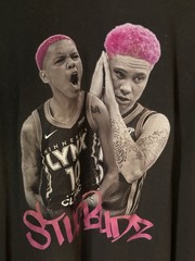 Men’s STUDBUDZ Black/Pink/bleach flecks/ Graphic Print Crew Neck