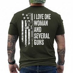 I Love One Woman And Several Guns – Husband Funny Mens Gun ON BACK T-Shirt