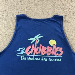 Chubbies Shirt Mens 2XL Blue Tank Top Pocket Weekend Has Arrived 80s Retro Style