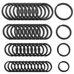 40 Pack Black Key Ring Keychain Assorted in 4 Sizes Metal Round Split Key Cha…