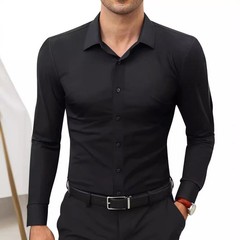 Spring Fashion Stretch Shirt Men Casual Long Sleeves Business Casual Coat